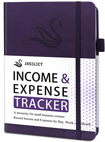 JXSELECT Elegantes Einnahme- und Ausgaben-Tracker-Notizbuch – Buchhaltungsbuch für kleine Unternehmer, Einnahme- und Ausgabenprotokollbuch mit – undatiertes Buchhaltungsbuch, 14 x 21 cm (lila)
