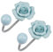 MOROBOR Hellblaue Rose Keramik Wandhaken zum Aufhängen von Kleiderhaken, 2 Stück 3D-Rosenform, Chrom, dekorative Blumen-Wandhaken zum Aufhängen von Schals, Taschen, Hüten