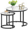 aboxoo Lot de 2 tables basses gigognes noires en verre Freme en métal pour salon, chambre à coucher, appartement, petit endroit, industriel moderne, simple, 60 x 60 x 45 cm