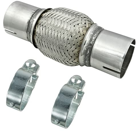 Ø 55-55,5 mm Edelstahl Flexrohr in Interlock Bauweise mit Schellen Abgasanlage Auspuff 100/200mm