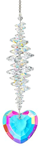 H&D HYALINE & DORA Herzförmiger Sonnenfänger, Bunte Kristallperlen, Prismen, Anhänger, Sonnenfänger, Kristalle für Fenster, Innen und Außenbereich, Garten, hängende Ornamente, Geschenke