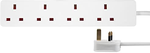 PRO ELEC PELB1993 Mains Extension Lead, 4 Gang, 7.5m, White