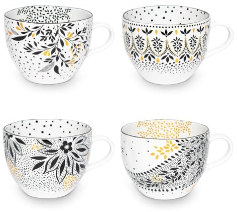 Portmeirion Sara Miller London Artisanne Noir 0.4 Litre Mug Set of 4 Assorted Designs
