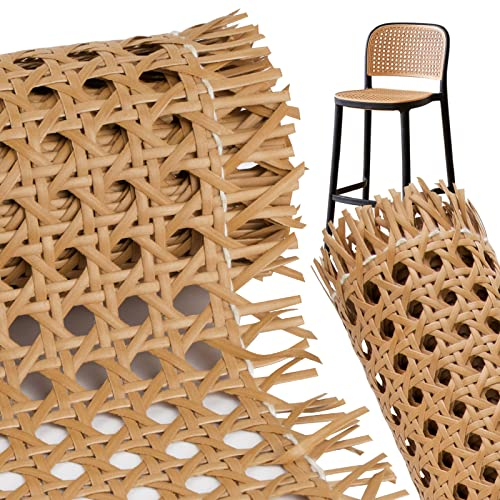 BETESSIN 2X Wiener Geflecht Stuhl Möbel 35x100cm PE Breite Rattan Gurtband Wasserdicht Stuhlgeflecht Rattanstuhl Reparatur Wabengeflecht Möbel Dekoration für DIY Handwerk Kaffeebraun