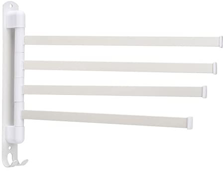 Porte-serviettes Pivotant en Acier Inoxydable à 3/4/5 Bras Porte-serviettes Mural Peu Encombrant avec Crochet Porte-serviettes Pivotant pour Salle de Bain, Cuisine(Blanc 4 bras)