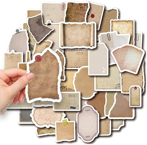 80 Stück Scrapbooking Sticker, Washi Aufkleber Beschreibbar, Vintage Stickers Dekorative Papier, Für Scrapbook Kalender Notizbuch Tagebuch Fotoalbum Dekoration, Bullet Journaling, Scrapbook Zubehör