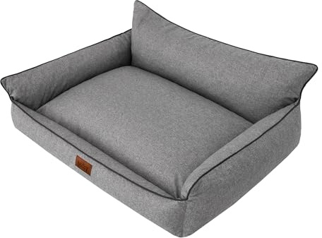 DOGGY Hundebett Haustierbett Hundeliege Kissen Liegen Hundekissen Bett Sofa Hundematratze Tierbett Hundesofa Matratze, Anthrazit Ökoleinen, XXXL - 132 x 106 cm