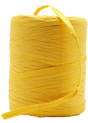 QOKLIYUI Bast Papiergarn, vielseitig und robust für kreative Projekte, natürliches Papierband, Faser, solides Häkelgarn, Bastband, Gelb