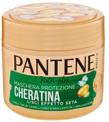 Pantene Pro-V Maschera Capelli Lisci Effetto Seta, Protezione Cheratina, Per Avere Capelli Lisci E Brillanti Fino A 72h Con 1 Sola Applicazione, 300ml