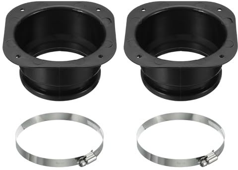 PATIKIL 4 Duct Connector Flange, 2 Pack Dryer Vent Wall Plate Square to Round Straight with Ducting Clamp for Air Heating Cooling Ventilation Exhaust Fan