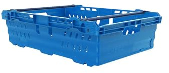 HomeHQ 30 Litre Bale Arm Crate, Nesting Ventilated Plastic Basket, Supermarket Vegetable & Fruit Display (600x400x170mm) (BLUE)