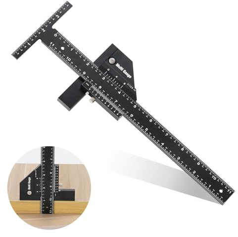 Sexyhot 28cm Holzbearbeitung T-Typ Lineal, Speedmarker Anreißlineal, Winkelmessgerät Markierungslineal Werkzeugfür Multifunktionale Strichzeichnung und -messung, Baulineale