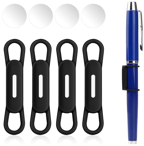 Jeffdad 4 Stück Stifthalter Magnetisch, Tragbarer Stifthalter Silikon Magnet Bleistifthalter Clip Magnetic Pen Holder Magnetischer Stiftehalter Büro Zubehör für Metalloberflächen(Schwarz)