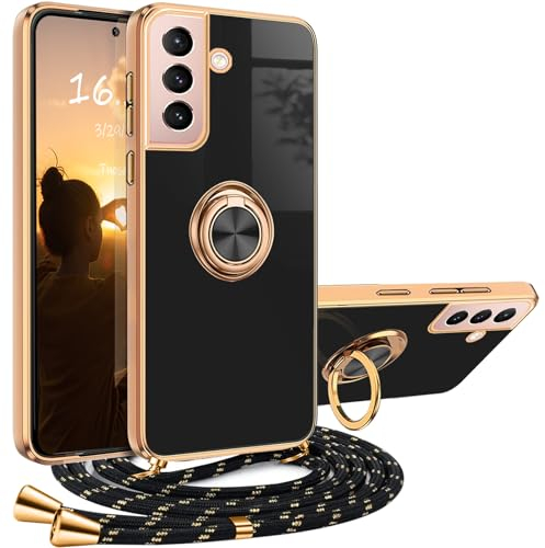 XCYYOO Coque pour Samsung Galaxy S21 Plus avec Cordon,Housse Samsung Galaxy S21 Plus avec Collier Antichoc Magnétique Silicone Lanyard Case Réglable Téléphone Samsung Galaxy S21 Plus Case avec Anneau