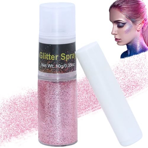 Glitzer Spray Für Haare und Körper,Glitzer Schminke Für Festival Glitzer Gesicht kleidung Glitzer Schminke Zubehör Rosa