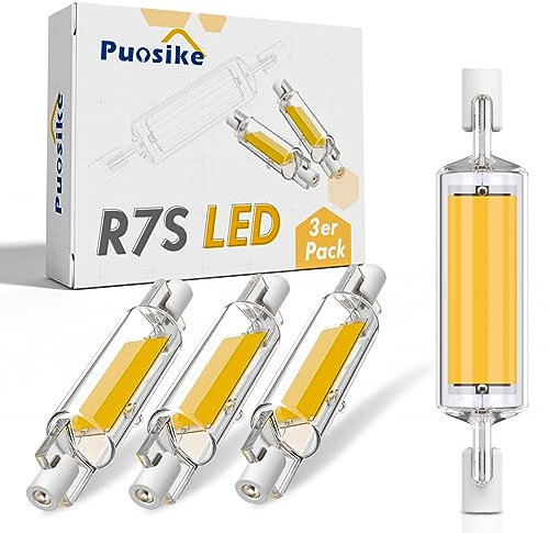 Puosike 10W R7S LED 78mm Dimmbar Lampe, LED R7S 78mm Leuchtmittel Birne Glühbirne, R7S LED Bulbs Ersetzt 100W Halogen, AC 220-240V/1000LM (3PCS Natural White, 78mm)