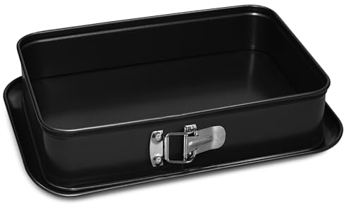 Formegolose, Molde de apertura rectangular 28x19 cm, Fondo antigoteo, Acero con revestimiento antiadherente, Negro
