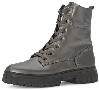 Gabor Damen Combat Boots, Frauen Stiefeletten,schnürstiefel,Stiefel,Bootee,Booties,halbstiefel,Kurzstiefel,Acciaio (Micro),38.5 EU / 5.5 UK