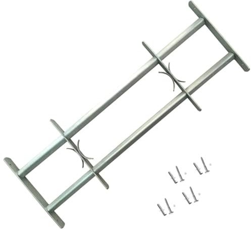 Sufrk Grate per Finestre Regolabili 2 Barre Trasversali 500-650 mm,Grate per Finestre Antiscasso,Estensibili Zincate in Acciaio Inferriate di Sicurezza