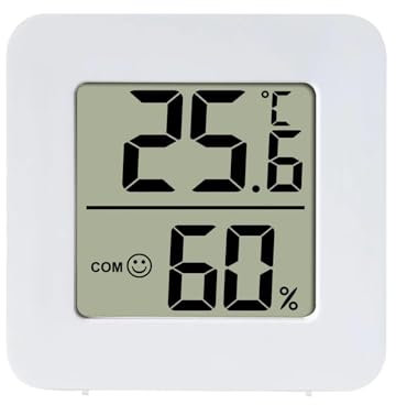 Termómetro Higrómetro Interior - Medidor Humedad Pequeño, Medidor Digital Temperatura Y Humedad | Higrómetro Preciso Con Pantalla Lcd Clara E íConos Faciales Para El Hogar, Bebé, Oficina Y Jardín