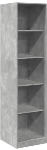 vidaXL Kleiderschrank, Garderobenschrank mit 5 Fächern, Kleiderregal Schrank für Schlafzimmer, Flurschrank Garderobe Dielenschrank, Betongrau Holzwerkstoff