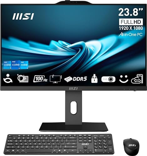 MSI PRO AP242P 23.8” IPS FHD All-in-One PC: Intel Core i5-14400, 16GB DDR5, 1TB m.2 NVMe SSD, WiFi, Adjustable Stand, Keyboard & Mouse, Windows 11 Pro: 14M-642US