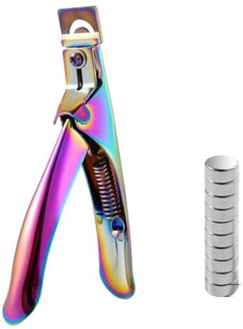 Stainless Steel Nail Clippers with Magnets, Professional Tip Cutters for Acrylic Fake Gel Nails, Artificial Nails Cutters Rustproof Sharp Nail Files Nail Care Tools for Cutting False Nails