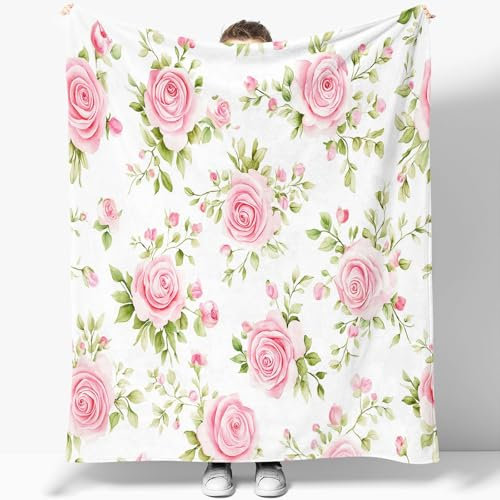 Fleecedecke 220 x 240 cm Aquarellmalerei Rose 3D Kuscheldecke Flauschig Decke Fleecedecke Weich und Warme, Wohndecke Flanell als Sofadecke Couchdecke Tagesdecke