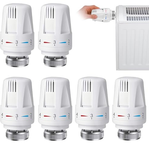 SPORWAY 6 Stück Thermostatkopf Kühlerthermostat: Heizkörperventil M60 x 1.5, Kühlerventil Ersatzkopf, Kühlerventilköpfe, Thermostatheizung, Kühlerthermostatventil für Büro, Zuhause