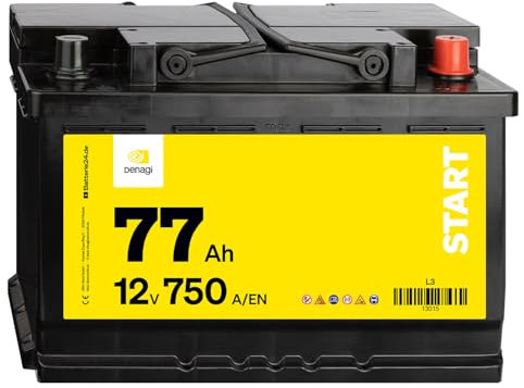 Denagi Start Autobatterie 12V 77Ah 750A/EN Starterbatterie, absolut wartungsfrei