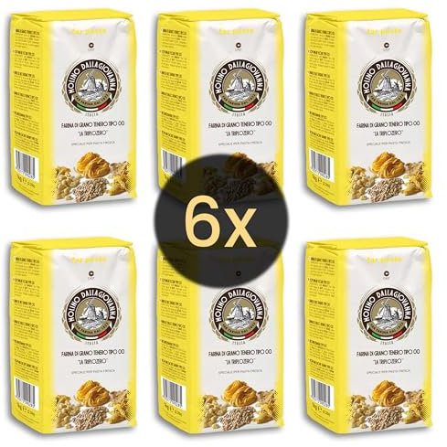 DELICRET - 6x 1kg laTriplozero Pastamehl typ 00 | Nimmt das Eigelb sehr gut auf | Nudelmehl Pasta mehl fresca