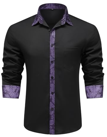 Allthemen Herren Hemd Langarm Kontrast Hemden Regular Fit Business Hochzeit | Anzughemd, Businesshemd, Modern Fit, Glitzerhemd, Bügelfrei, Satin, Stretch, Atmungsaktiv, Casual Formelle