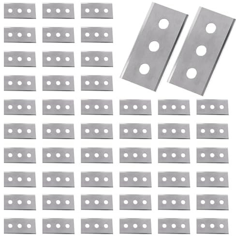 Cuchillas de Recambio para Rascavidrios, 43mm,48 Piezas Cuchillas raspadoras de Doble Cara, Cuchillas Rasqueta Vitrocerámica Inoxidabl, Cuchilla Vitroceramica Cuchillas de Repuesto, para limpia suelo