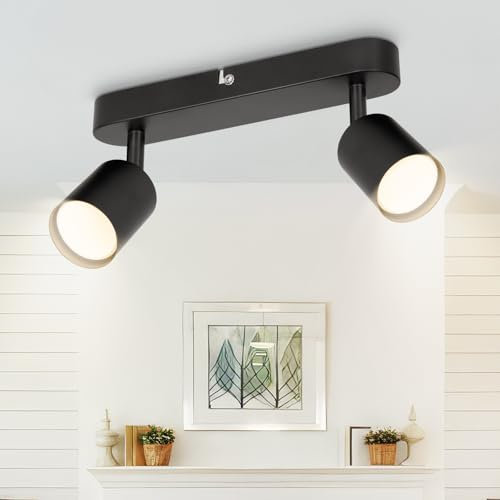 VEKIDOT LED Deckenleuchte 2 Flammig, Deckenstrahler Schwenkbar, Deckenlampe Schwarz GU10, Deckenleuchte Spot Modern, Deckenspots für Küche, Schlafzimmer, Wohnzimmer (Ohne Leuchtmittel)