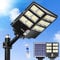 JAYNLT 800W Lampadaire Solaire Exterieur Réverbère, 6500K Lampe Solaire Puissante avec Détecteur de Mouvement, Projecteur de Sécurité à énergie Solaire étanche IP67 pour Jardin, Cour, Garage