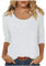 Womens Casual 3/4 Sleeve Scoop Neck Tee Shirts Solid Color Basic Top Blouses