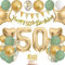 50th Birthday Decorations for Women & Men - Green & Gold Party Supplies Set with Banner, 40 inch Foil Balloons, Cake Topper & Latex Balloons - Happy 50th Birthday Bunting & Confetti Balloon