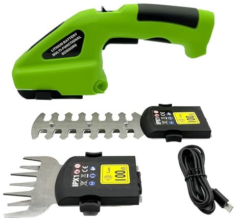 gihusrzx Cordless Grass Shear & Shrubbery Trimmer - 2 in 1 Handheld Hedge Trimmer Electric Grass Trimmer Hedge Shears/Grass Cutter Rechargeable Handheld Electric Grass Trimmer Hedge Green