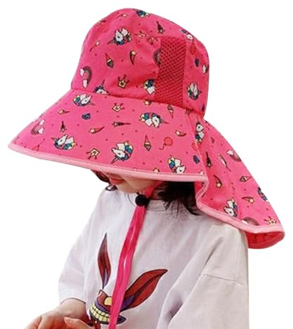 KASESSS Cappello Estivo Bambina Unicorno, Cappello Sole Bambino Anti UV, Cappellino con Visiera Neonato con Protezione per Il Collo, Cappellino con Visiera Bambino per Mare Spiaggia Piscina (Rosa)