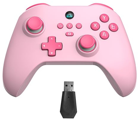 UHM Controller PC Wireless Gaming Controller mit PC Switch Handy iOS Android mit 2 in 1 Trigger & abnehmbare Hall Joystick & Mechanische Tasten, 6 Achsen Gyro Rosa