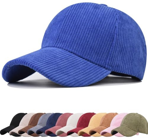 DURINM Unisex Klassische Baseballkappe Cord Mütze Verstellbar mit Gebogener Krempe Baseball Cap Full Herren Visor Sport Cappy Classic Baseballcap für Outdoor Sport