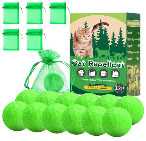FePen Katzenabwehr für draußen, 12 Stück Cat Abschreckung im Freien Natürliche, Mit 5 Non-Woven-Taschen, Katzen- und Hundeabwehr für Draußen und Drinnen, Katzen Vertreiben Garten