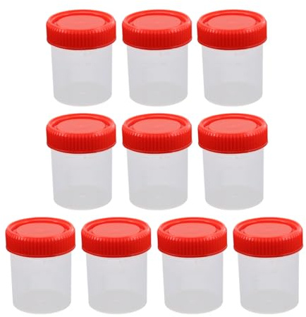 WEKADRIN Lot De 10 Gobelets De Collecte D'Échantillons D'Urine Avec Couvercles À Vis Étanches En Plastique 2.24X1.81X1.81In Pour Analyses Médicales Et Prélèvements Fiables
