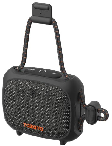 TAZATA Robuster Outdoor-Lautsprecher, IPX7 wasserdicht, schwimmender Bluetooth-Lautsprecher mit 11 Stunden Spielzeit, TWS-Pairing, integrierter Gurt für Radfahren, Angeln, Dusche, Camping, Reisen