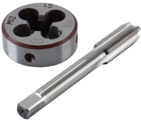 ACOLY Un Set Di Maschi E Filiere, M12x1,5 Mm, Utensile Manuale a Scanalatura Dritta in Acciaio Rapido