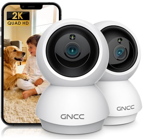 GNCC 2K Cameras for Home Security,360°Pan/Tilt Indoor Camera with APP,2Pack