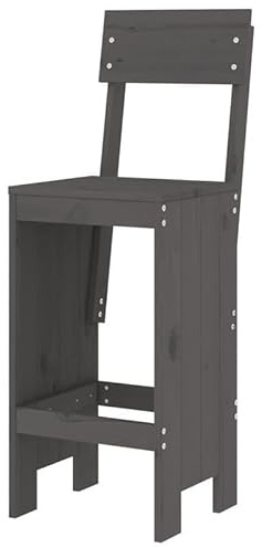 Eleganz Barhocker 2er Set aus massivem Kiefernholz – Graue Gartensitzmöbel 40x48,5x115,5 cm – Langlebig & Wetterfest für Terrasse & Garten