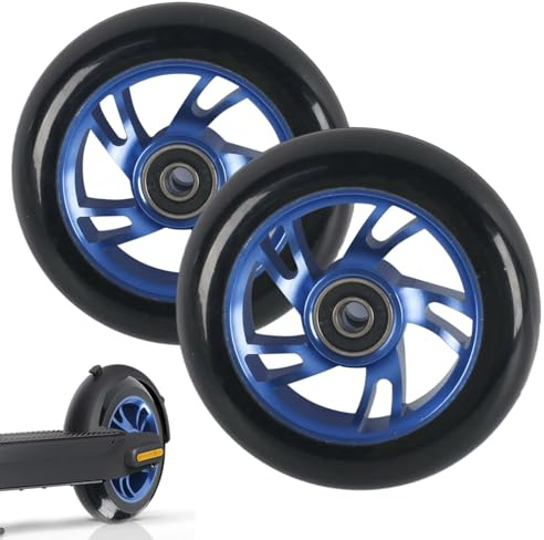 Gykutix 2 Stück Stunt Scooter Rollen 100mm, Stunt Scooter Reifen mit ABEC-11 Kugellagern und Aluminiumfelgen,88A Härtegrad, Scooter Räder, Kompatibel mit den Meisten Stunt- & Kickscootern