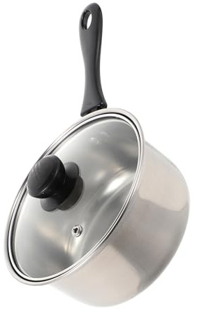 DECHOUS Cazo de Acero Inoxidable 18 Cm, Olla para Cocinar Leche y Sopa, Cacerola Multiusos Mango Largo, Apta para Estufa y Lavavajillas, Utensilios Cocina Antiadherente, Olla Pequeña