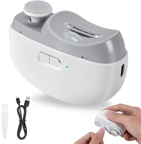 Ghekkli Coupe-ongles Electrique Blanc, 3 en 1 pour Couper, Limer avec LED, 2 Vitesses et Couvercle de Protection – Kit Complet pour Manucure et Pédicure